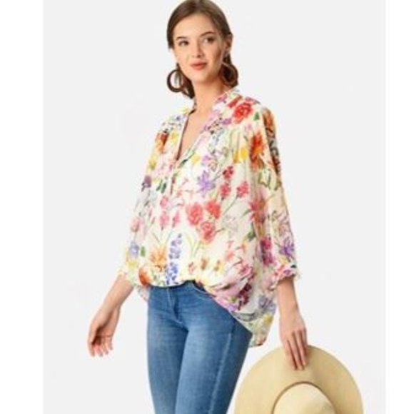 eShakti, Floral loose fitting long sleeve blouse - Picture 2 of 15